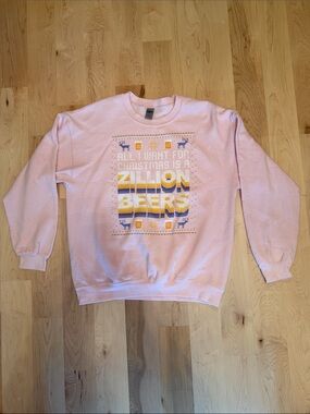 Barstool Sports Pink Graphic Crewneck Sweatshirt - Holiday 'Zillion Beers'